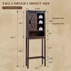 AMERLIFE Armoire de rangement de salle de bain de ferme de 172,7 cm de haut avec porte coulissante de grange et étagères réglables, bois de grange récupéré