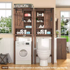 AMERLIFE Armoire de rangement de salle de bain de ferme de 172,7 cm de haut avec porte coulissante de grange et étagères réglables, bois de grange récupéré