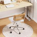 Chaise de bureau VECELO en cuir PU, chaise de vanité sans accoudoirs, pivotante, réglable en hauteur, avec roulettes, chaise de bureau à dossier en rotin pour petits espaces, noir/blanc