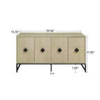 Buffet 4 portes sculpté, Buffet de rangement avec espace de rangement, Meuble de bar à café moderne avec étagère réglable pour salon, salle à manger, cuisine