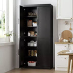 Modern Black Storage Cabinet with Shelves and Doors - Organize Your Space in Style