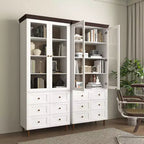 Meuble de rangement blanc en MDF, avec portes en verre et étagères réglables pour cuisine