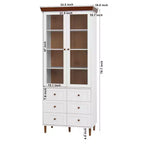 Meuble de rangement blanc en MDF, avec portes en verre et étagères réglables pour cuisine