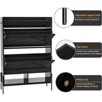 Meuble à chaussures Acekool avec 2 tiroirs basculants et rangement ouvert, pieds de support réglables, poignées métalliques, organisateur d'entrée