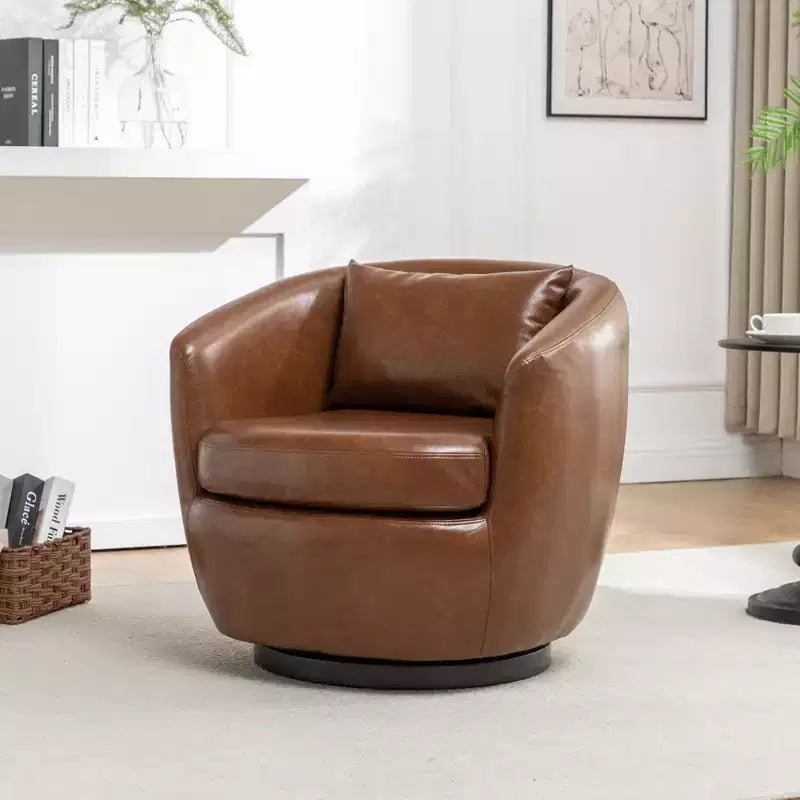 Roundhill Furniture Orenza Modern Faux Leather Swivel Barrel Accent Club Chair