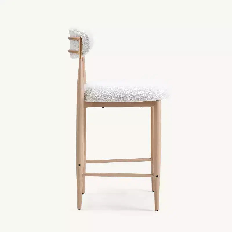 Lot de 2 tabourets de bar sans accoudoirs Boucle, avec pieds en métal imitation bois pour cuisine, salon, restaurant, café - Morden Fort