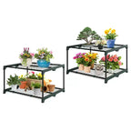 EAGLE PEAK Greenhouse Shelving Staging Double 4 Tier, Outdoor/Indoor Plant Shelves, Green