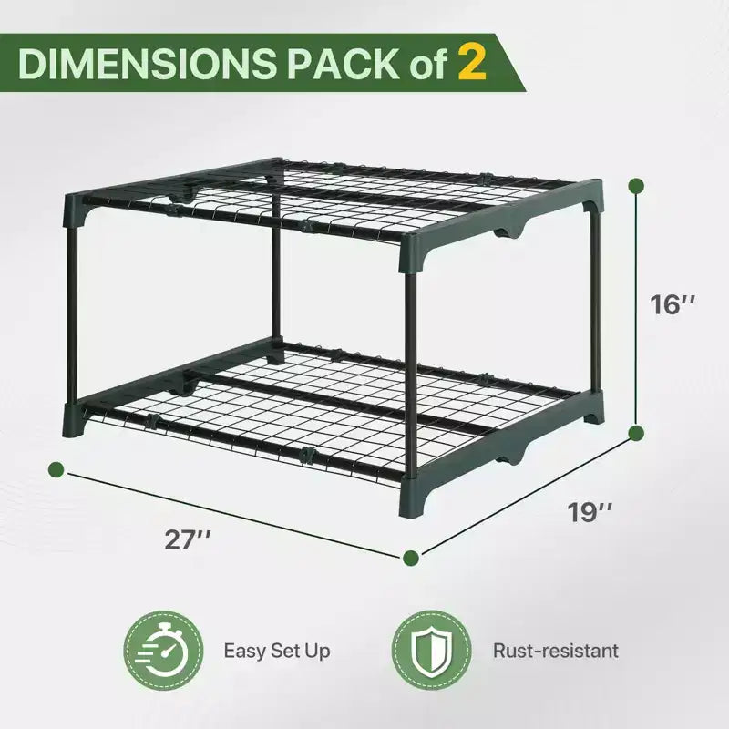 Étagère de serre EAGLE PEAK Double 4 niveaux, étagères à plantes d'extérieur/d'intérieur, verte