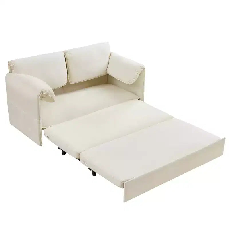 Canapé-lit convertible 3-en-1 Mjkone avec poches, coussins épais, causeuse en velours