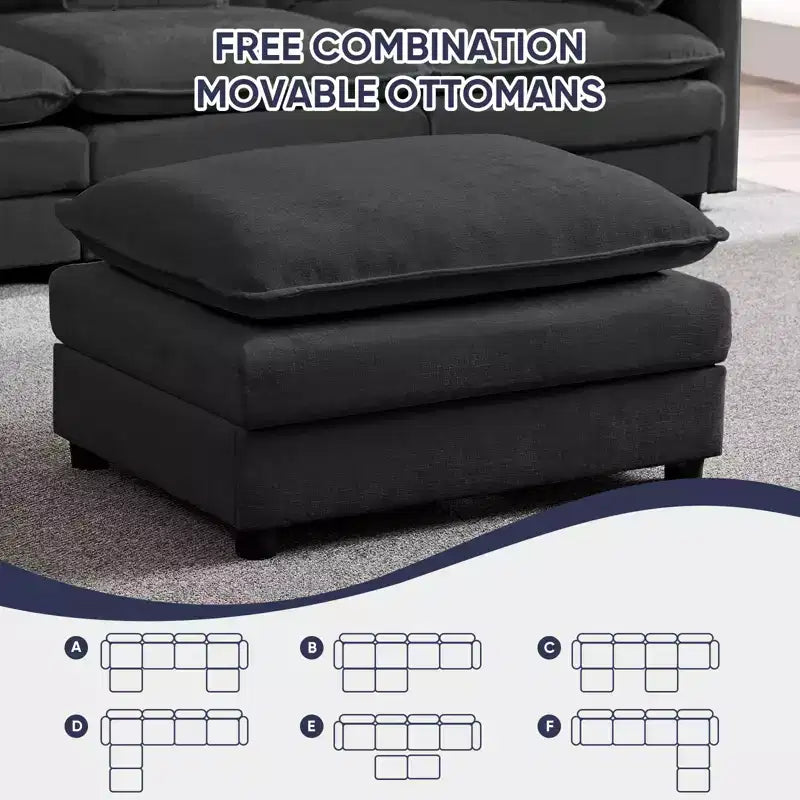 Canapé modulable surdimensionné Mjkone de 335 cm, en forme de U avec 2 poufs, canapé profond 6 places en tissu chenille