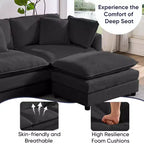Canapé modulable surdimensionné Mjkone de 335 cm, en forme de U avec 2 poufs, canapé profond 6 places en tissu chenille