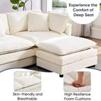 Canapé modulable surdimensionné Mjkone de 335 cm, en forme de U avec 2 poufs, canapé profond 6 places en tissu chenille