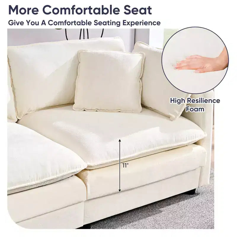 Canapé modulable surdimensionné Mjkone de 335 cm, en forme de U avec 2 poufs, canapé profond 6 places en tissu chenille