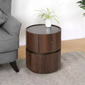 Christopher Knight Home Bernie Modern Round Side Table with Tempered Glass Top and Two Drawers