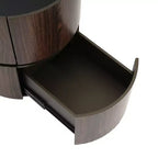 Table d'appoint ronde moderne Christopher Knight Home Bernie avec plateau en verre trempé et deux tiroirs