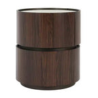 Table d'appoint ronde moderne Christopher Knight Home Bernie avec plateau en verre trempé et deux tiroirs