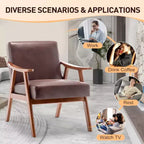 Fauteuil d'appoint Okak avec dossier extra-épais pour chambre à coucher, fauteuil de salon en bois massif pour salon, appartement
