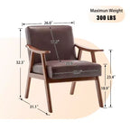 Fauteuil d'appoint Okak avec dossier extra-épais pour chambre à coucher, fauteuil de salon en bois massif pour salon, appartement