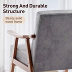 Fauteuil d'appoint Okak avec dossier extra-épais pour chambre à coucher, fauteuil de salon en bois massif pour salon, appartement