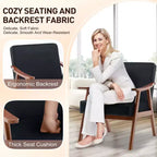 Fauteuil d'appoint Okak avec dossier extra-épais pour chambre à coucher, fauteuil de salon en bois massif pour salon, appartement