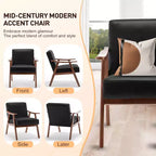 Fauteuil d'appoint Okak avec dossier extra-épais pour chambre à coucher, fauteuil de salon en bois massif pour salon, appartement