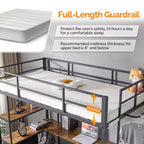Lit mezzanine double noir Karl Home avec bureau en L pour enfants et adolescents, lit superposé en métal avec 3 tiroirs de rangement