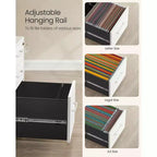 Meuble de Classement Pré-Assemblé avec Serrure, Rangement de Bureau pour Documents A4/Légal/Lettre, 17,7x14,4x23,6 Pouces