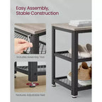 Banc de rangement à chaussures robuste à 3 niveaux avec étagères en treillis métallique, organiseur autoportant pour entrée de chaussures et de rangement, 30 x 100 x 45 cm