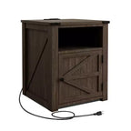 MUUEGM 24 Table d'appoint de ferme | Table de chevet avec station de charge, porte et étagère de rangement