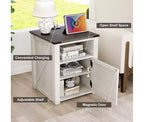 MUUEGM 24 Table d'appoint de ferme | Table de chevet avec station de charge, porte et étagère de rangement