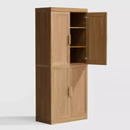 Armoire d'appoint en bois 72x31x16 de couleur naturelle, meuble de rangement avec étagères réglables pour cuisine, chambre à coucher, entrée, salon, salle à manger