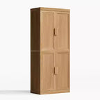 Armoire d'appoint en bois 72x31x16 de couleur naturelle, meuble de rangement avec étagères réglables pour cuisine, chambre à coucher, entrée, salon, salle à manger