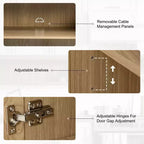 Armoire d'appoint en bois 72x31x16 de couleur naturelle, meuble de rangement avec étagères réglables pour cuisine, chambre à coucher, entrée, salon, salle à manger