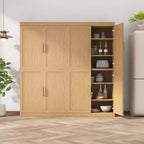 Meuble d'appoint en bois 31x124x16 de couleur naturelle, organiseur de rangement avec étagères réglables pour cuisine, chambre, entrée, salon, salle à manger