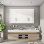 Armoire murale de salle de bain ou de cuisine, armoire à pharmacie au-dessus des toilettes, meuble de rangement de buanderie avec portes et étagères, blanc