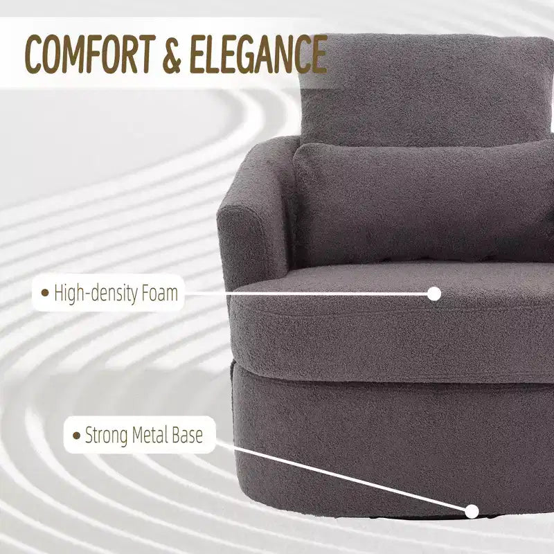 Fauteuil pivotant à 360 degrés Okak Modern Cushion pour chambre à coucher, fauteuil d'appoint confortable pour salon, appartement