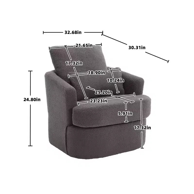 Fauteuil pivotant à 360 degrés Okak Modern Cushion pour chambre à coucher, fauteuil d'appoint confortable pour salon, appartement