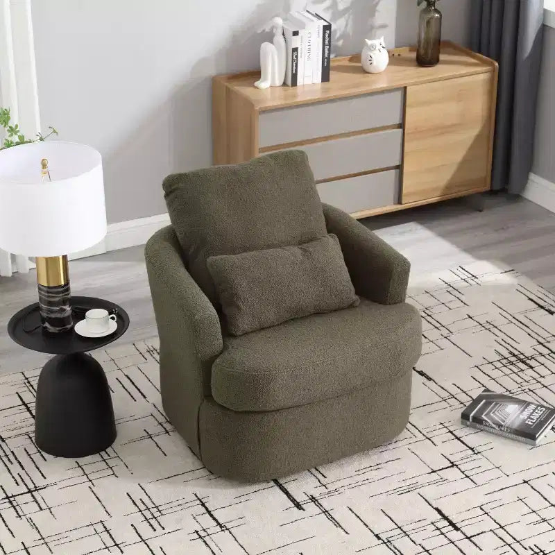 Fauteuil pivotant à 360 degrés Okak Modern Cushion pour chambre à coucher, fauteuil d'appoint confortable pour salon, appartement