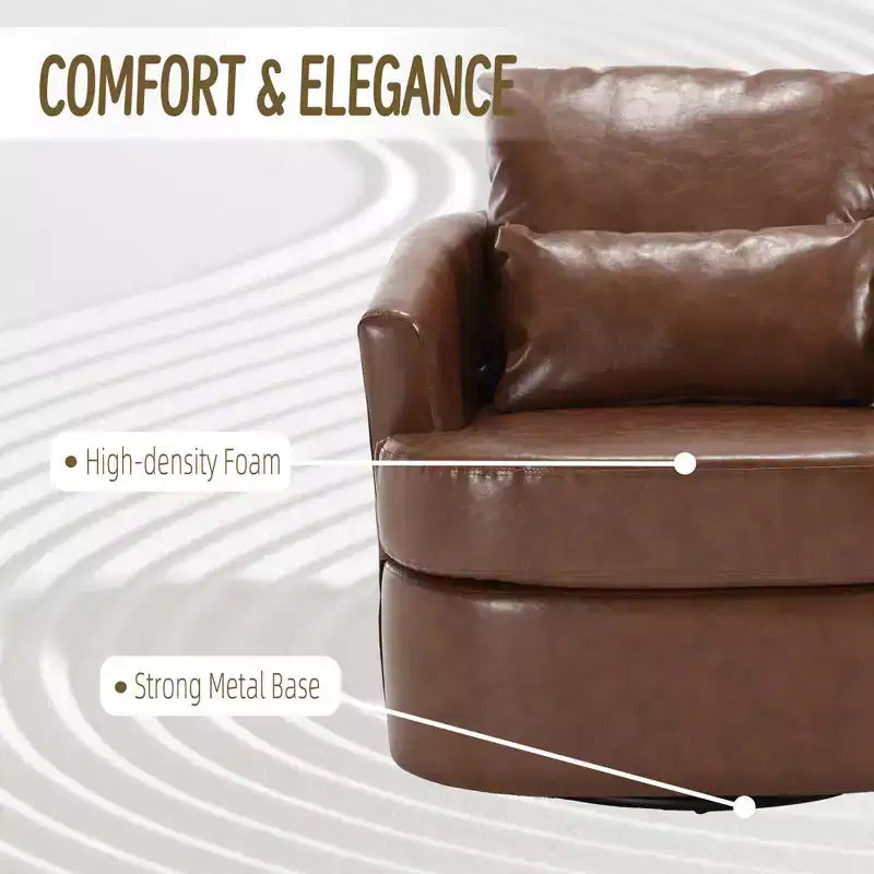 Fauteuil pivotant à 360 degrés Okak Modern Cushion pour chambre à coucher, fauteuil d'appoint confortable pour salon, appartement