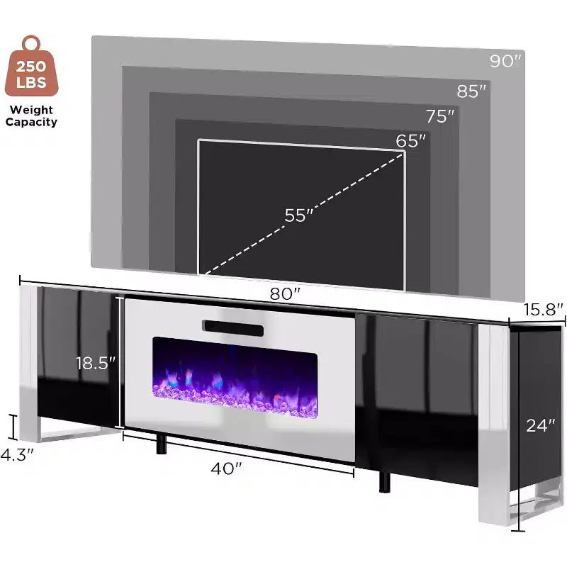 Meuble TV de cheminée AMERLIFE avec pieds en U et cheminée