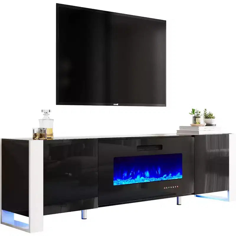 Meuble TV de cheminée AMERLIFE avec pieds en U et cheminée