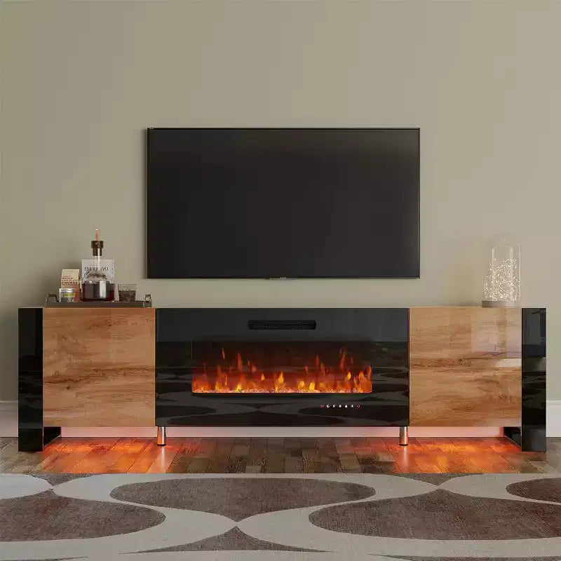 Meuble TV de cheminée AMERLIFE avec pieds en U et cheminée
