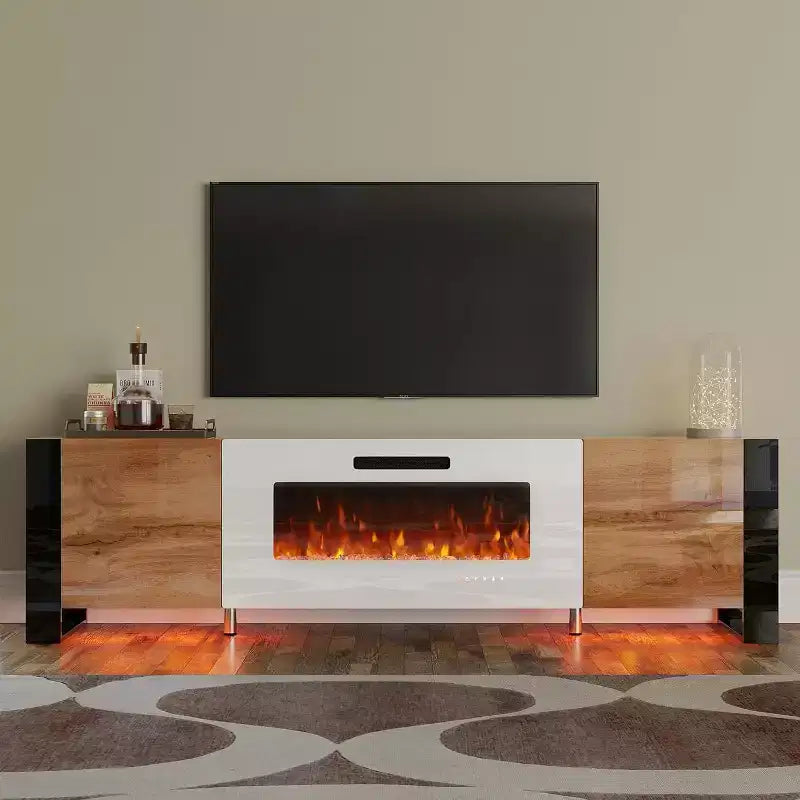 Meuble TV de cheminée AMERLIFE avec pieds en U et cheminée