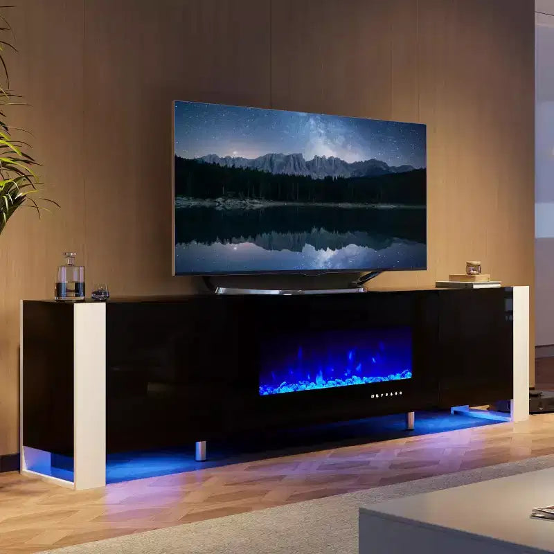 Meuble TV de cheminée AMERLIFE avec pieds en U et cheminée