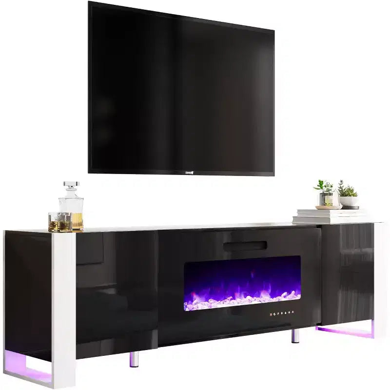 Meuble TV de cheminée AMERLIFE avec pieds en U et cheminée