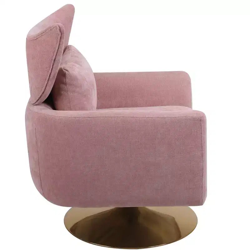 Fauteuil pivotant Okak 360°, fauteuil classique du milieu du siècle avec base en métal doré pour salon