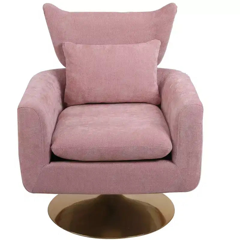 Fauteuil pivotant Okak 360°, fauteuil classique du milieu du siècle avec base en métal doré pour salon