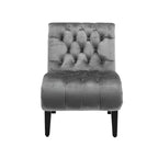Fauteuil d'appoint moderne sans accoudoirs en velours Okak, Fauteuil confortable en tissu rembourré avec boutons et pieds en bois