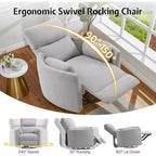 Fauteuil inclinable électrique de crèche AMERLIFE, planeur à bascule pivotant électrique avec USB et Type-C, fauteuil avec 2 oreillers, canapé inclinable pour la maison