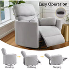 Fauteuil inclinable électrique de crèche AMERLIFE, planeur à bascule pivotant électrique avec USB et Type-C, fauteuil avec 2 oreillers, canapé inclinable pour la maison